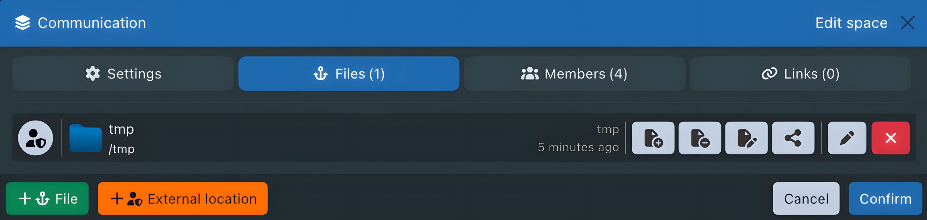 Configuration d'un emplacement externe Sync-in pour les espaces et les partages