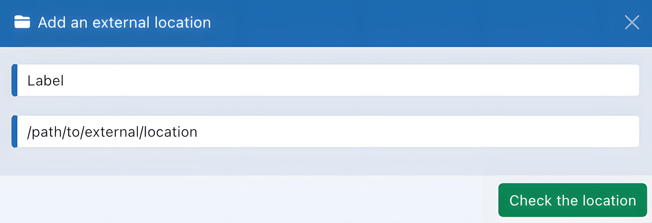Sync-in dialog for selecting an external server directory