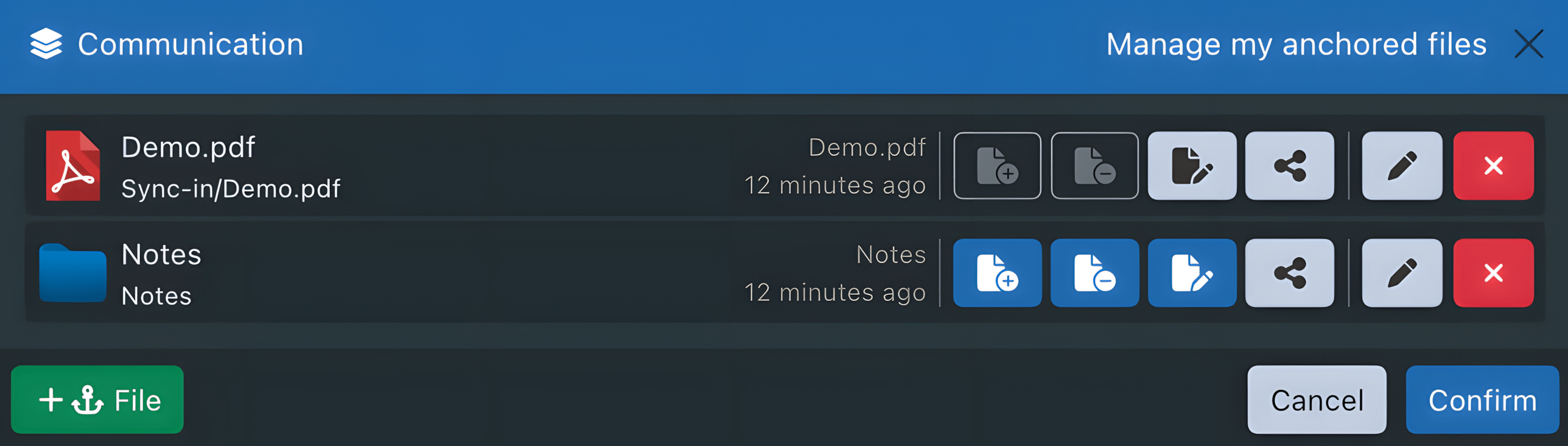 Sync-in permissions for anchored files in a collaborative space