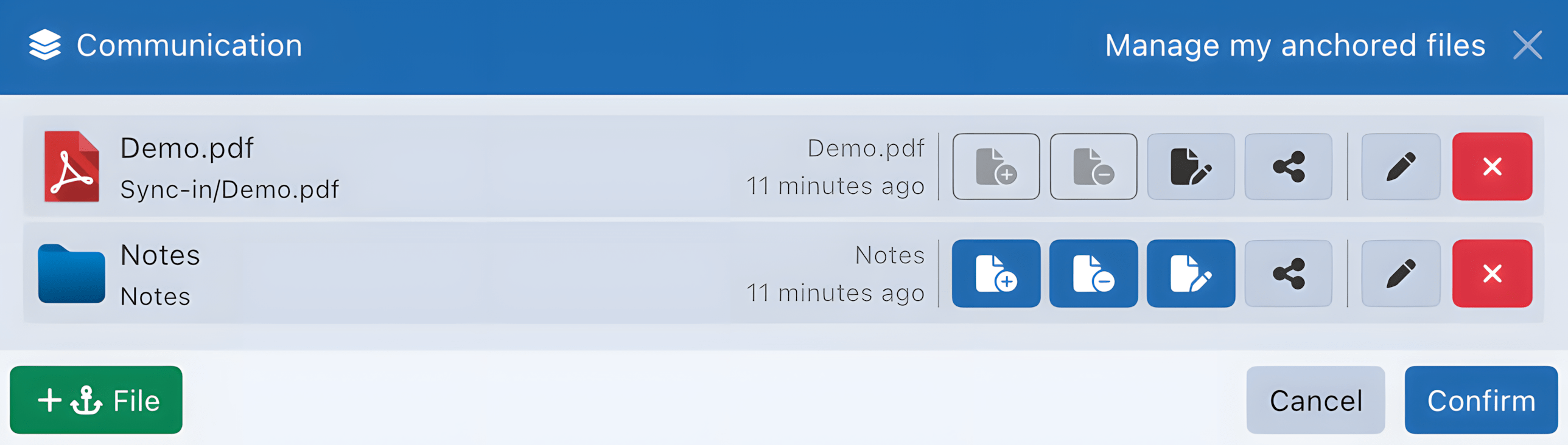 Sync-in permissions for anchored files in a collaborative space