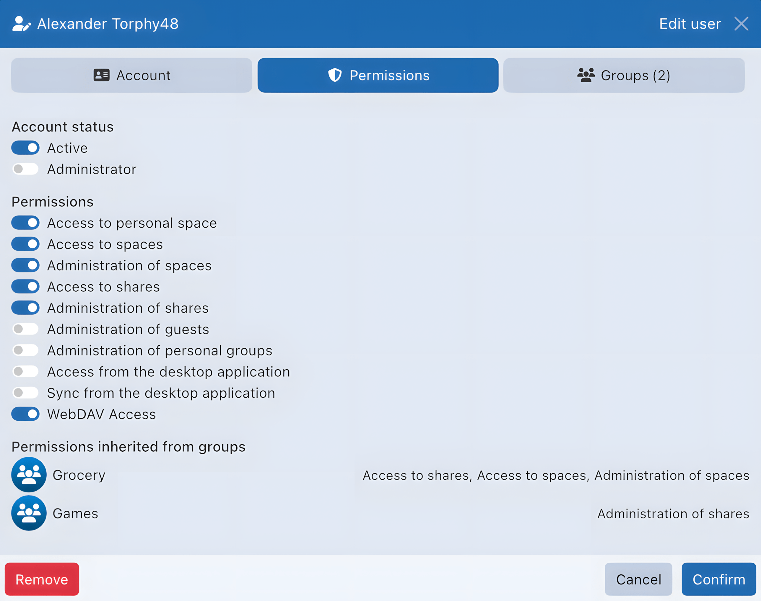 User Permissions Sync-in user permissions configuration